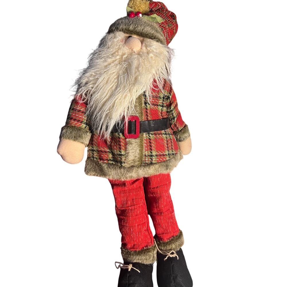 Rustic country Santa Claus 33” tall Christmas Ornament stands on its own
